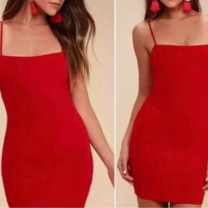 Lulus Women’s Red Flaunt It BodyCon Stretch Mini Dress Size Medium